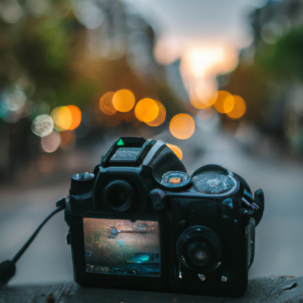 Cámara de reportaje en Santiago con bokeh cálido