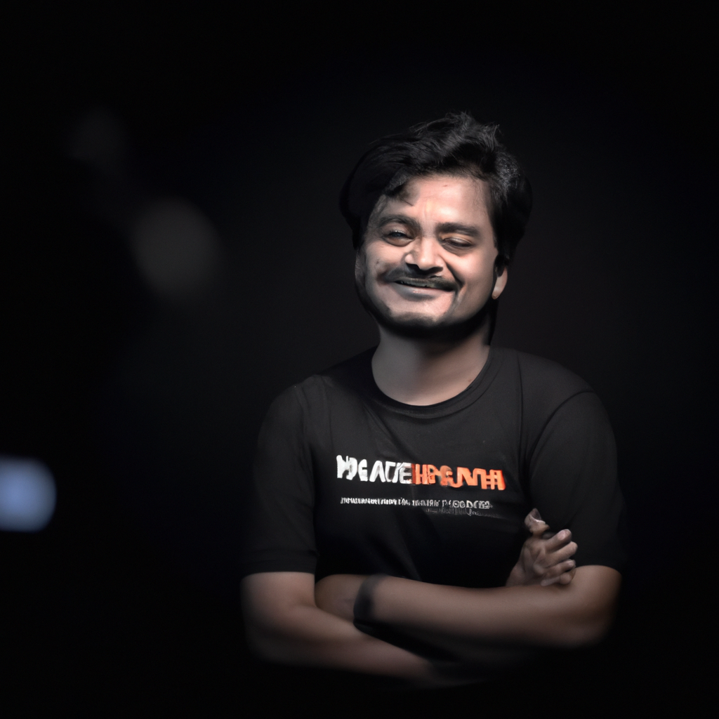 Retrato del fotoperiodista sonriendo en estudio